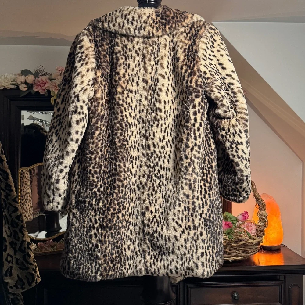 Anthropologie Plush Fur Animal Print Coat xs/small - Picture 2 of 13